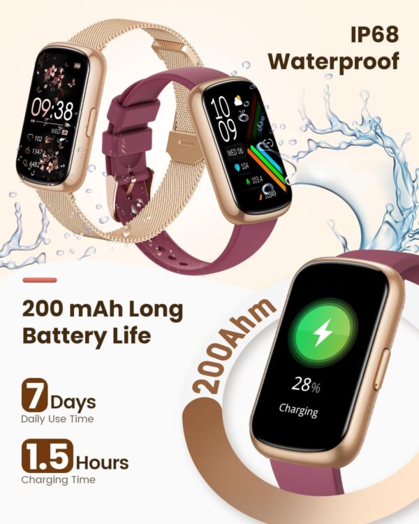 Fitness Watches for Women, Fitness Tracker with Heart Rate/SpO2 Monitor, Smart Watches for Women with Sleep/Step Tracker, 20+ Sport Modes Activity Tracker, Android Smart Watch for Phones - Image 8