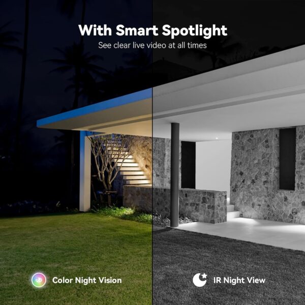 Solar Camera Outdoor Wireless, 2K Color Night Vision, Security Cameras Wireless Outdoor with 360°View, 4X Zoom, Battery Powered, 2.4GHz WiFi Solar Camera, PIR Alarm, IP65 Weatherproof - Image 3