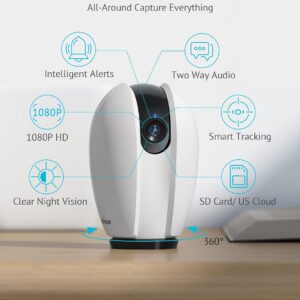 LaView Pan/Tilt Security Camera for Baby Monitor with Phone App (2 Pack+2 32GB SD Cards), 1080P WiFi Pet Camera Indoor, 360° Home Security Camera with Motion & Sound Detection, Two-Way Audio