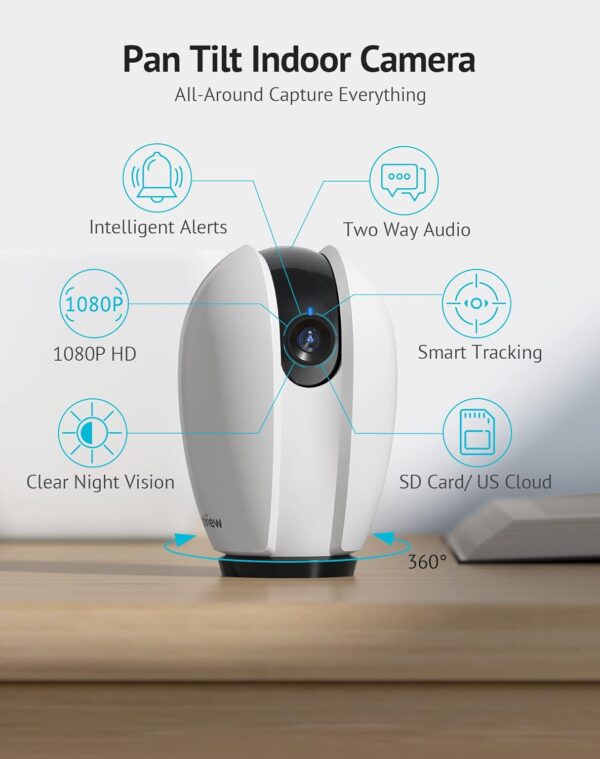LaView Pan/Tilt Security Camera for Baby Monitor with Phone App (2 Pack+2 32GB SD Cards), 1080P WiFi Pet Camera Indoor, 360° Home Security Camera with Motion & Sound Detection, Two-Way Audio - Image 2