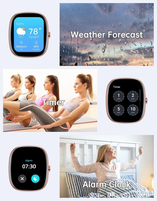 HUAKUA Smart Watches for Women Men (Answer/Make Calls), 1,85" HD Smart Watch for iPhone/Android Phones, Fitness Tracker with 100+ Sport Heart Rate/Sleep Monitor Pedometer IP68 Waterproof (Cream) - Image 7