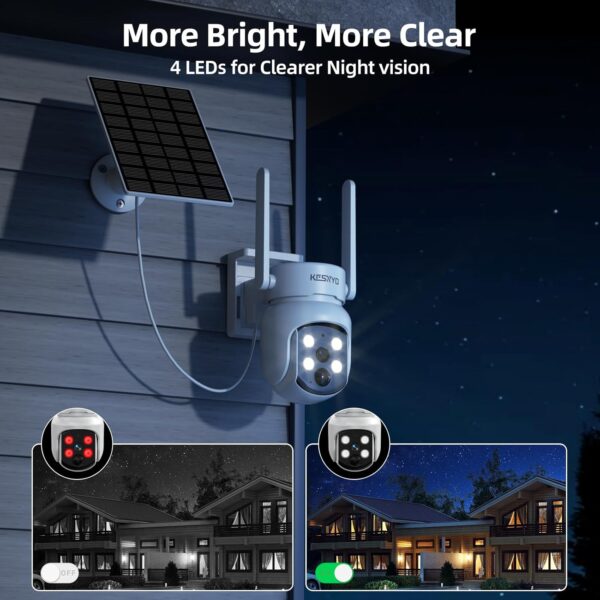 Solar Security Cameras Wireless Outdoor, 4MP Solar Powered, 4 Cam kit, Color Night Vision, 360° PTZ, 500G HDD Local Recording, No Monthly Fees - Image 8