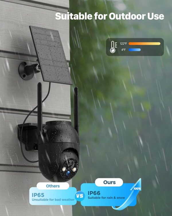 Security Cameras Wireless Outdoor Solar: 2K WiFi Camera for Home Security System - Battery Powered Cam IP66 Waterproof Motion Sensor 360° CCTV Camera- 5G Not Supported - Image 4