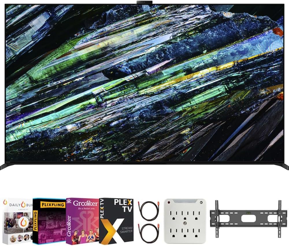 Sony XR55A95L BRAVIA XR A95L 55 inch QD-OLED 4K HDR Smart TV with Google TV (2023) Bundle with Premiere Movies Streaming + 37-100 Inch TV Wall Mount + 6-Outlet Surge Adapter + 2X 6FT 4K HDMI 2.0 Cable