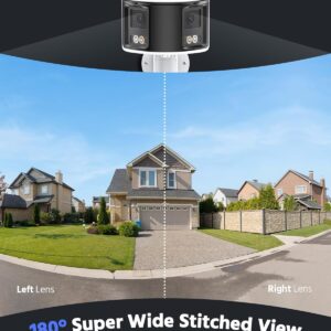 ANNKE FCD800 4K PoE Security Camera System, Dual Lens Outdoor IP Camera, 180 Degree Viewing Angle, Human Vehicle Detection, Color Night Vision, Two Way Talk, Up to 256GB microSD Card