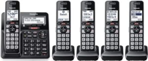 Read more about the article Panasonic Cordless Phone with Advanced Call Block, Link2Cell Bluetooth, One-Ring Scam Alert, and 2-Way Recording with Answering Machine, 5 Handsets – KX-TGF975B (Black with Silver Trim)