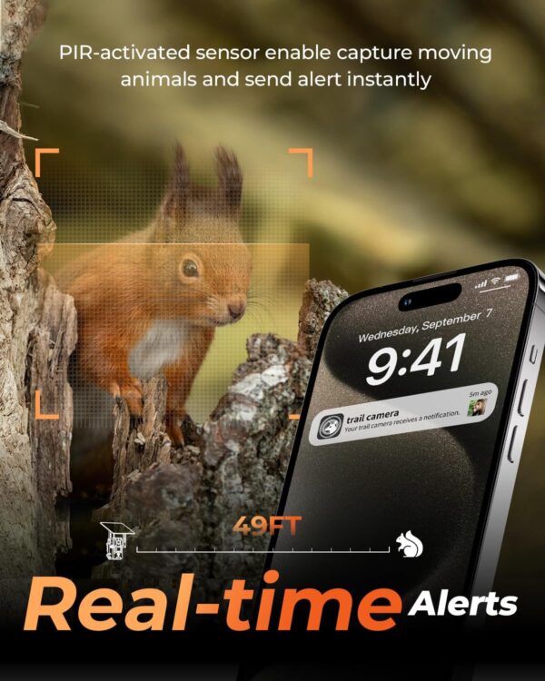Trail Camera, Cellular Trail Camera with Built-in SIM Card 4G Unlimited Data Plan 2k HD Live Streaming 4W Solar Panle Game Cameras with Night Vision Motion Activated Waterproof IP66 - Image 5
