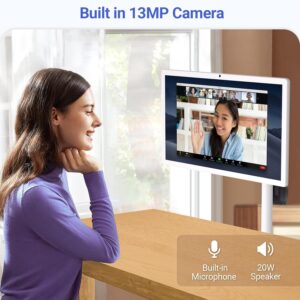 22-Inch Portable TV on Wheels, 1080p Portable Touch Screen Monitor, Smart Rolling TV Built-in 13MP Camera, Built-in Battery | Android 13 | 6+128G