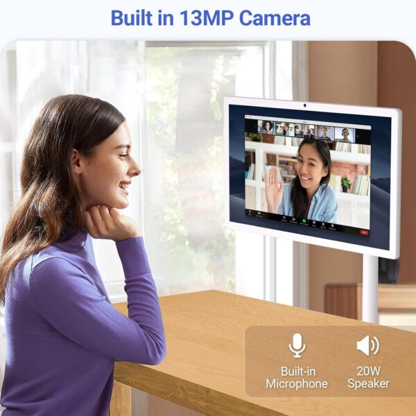 22-Inch Portable TV on Wheels, 1080p Portable Touch Screen Monitor, Smart Rolling TV Built-in 13MP Camera, Built-in Battery | Android 13 | 6+128G - Image 2