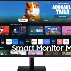 SAMSUNG 27-Inch M5 (M50D) Series FHD Smart Monitor with Streaming TV, Speakers, HDR10, Gaming Hub, Multiple Ports, Workout Tracker, Vision Accessibility Tools, LS27DM500ENXGO, 2024