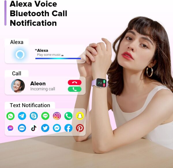 Smart Watches for Women Men, 2025 Smartwatch 1.8'' Alexa Fitness Tracker Smart Watch Compatible for Android iPhone with Bluetooth Call (Answer/Make), IP68 Waterproof Heart Rate/Sleep/SpO2 Monitor 110+ - Image 4