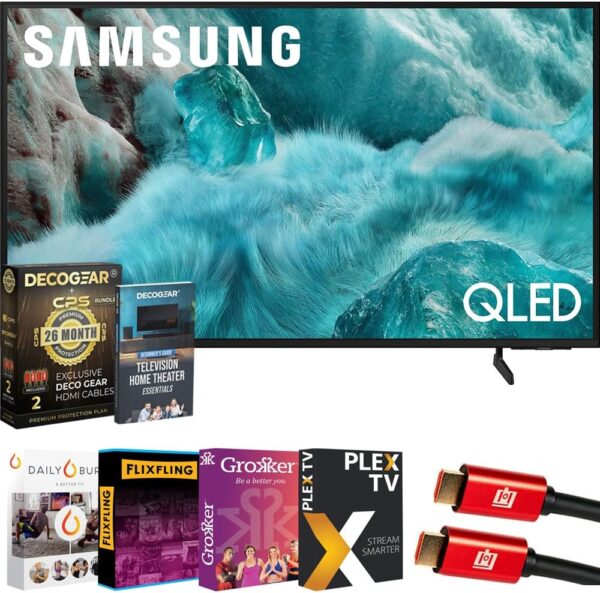 Samsung 50" QLED Q7F 4K Smart TV (2025) Vision AI, Quantum HDR | CPS Exclusive 26 Month Protection, 2X HDMI Cables, Premiere Movies Streaming & Deco Gear Complete Home Theater Beginner's Guidebook