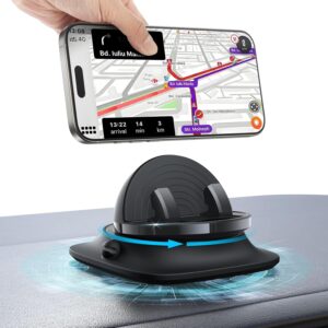 Read more about the article OMOTON 360°Rotating Car Phone Holder Mount, Adjustable Spring Dashboard Cell Phone Holder, Front Rear Adjustable Phone Holders for Your Car for iPhone 16 Pro Max, All Smartphones- Black
