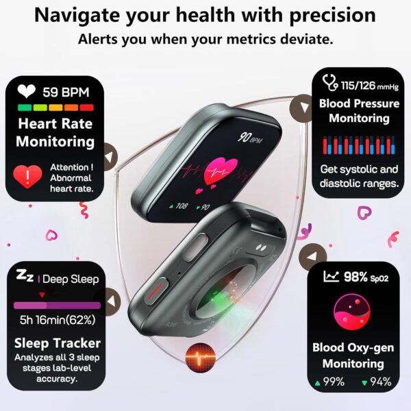 MorePro Smart Watch for Men Women(Make/Answer Call), 1.85" Smartwatch with 24/7 Heart Rate & Blood Pressure Monitor, Blood Oxy-gen Sleep Tracking, 120+ Sports Fitness Trackers for iPhone Android - Image 4