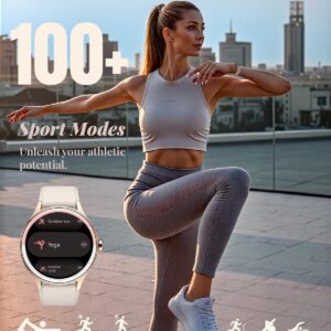 Smart Watch for Women, Smartwatch Compatible Android and iOS Phone, Answer/Make Calls, Fitness Tracker/Step Counter/Running Watch, Sleep/Heart Rate Monitor, 100 Sports, IP68 Waterproof, Beige