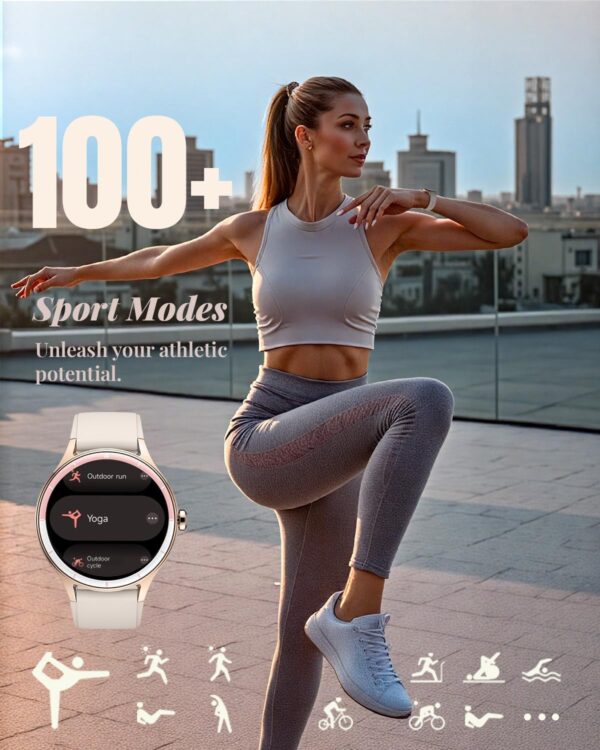 Smart Watch for Women, Smartwatch Compatible Android and iOS Phone, Answer/Make Calls, Fitness Tracker/Step Counter/Running Watch, Sleep/Heart Rate Monitor, 100 Sports, IP68 Waterproof, Beige - Image 2