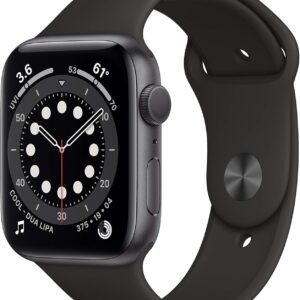 Apple Watch Series 6 (GPS, 44mm) – Space Gray Aluminum Case with Black Sport Band (Renewed)
