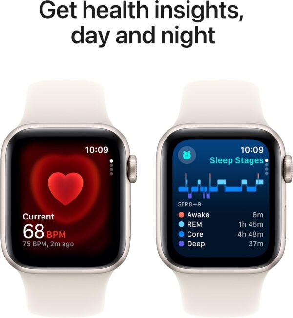 Apple Watch SE (2nd Gen) [GPS 40mm] Smartwatch with Starlight Aluminum Case with Starlight Sport Band S/M. Fitness and Sleep Trackers, Crash Detection, Heart Rate Monitor, Retina Display - Image 5