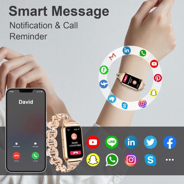 GADIXY Fitness Tracker,Smart Watch 7 Day+ Battery with 24/7 Heart Rate/Step/Calories,Activity Tracker,Aluminium Case,Blood Oxygen Sleep Monitor,IP68 Fitness Watches for Women Android&iOS Gold+Pink - Image 7