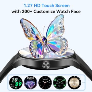 Fitpolo Smart Watches for Men/Women (2 Bands), 40mm Round Smartwatch Fitness Tracker with Bluetooth Calls (Make/Answer), Heart Rate/SpO2/Sleep Monitor, 7 Days Battery, IP68 Waterproof – Black