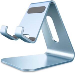 Read more about the article CreaDream Cell Phone Stand, Cradle, Holder, Aluminum Desktop Stand Compatible with Switch, All Smart Phone, iPhone 11 Pro Xs Max Xr X Se 8 7 6 6s Plus SE, Sierra Blue