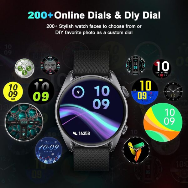 Smart Watches for Men Women(Answer/Make Calls), 1.43" AMOLED HD with 100+ Sport Modes, Heart Rate/Sleep Monitor/Steps/Calories/IP68 Waterproof Fitness Tracker, smartwatch for Android iOS,Black - Image 5