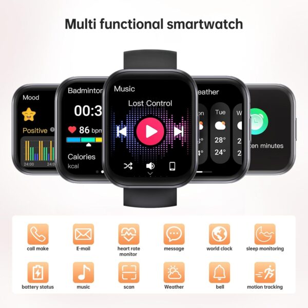 OUKITEL Smart Watch for Men Women (Answer/Make Calls), 1.91" HD Screen Fitness Watch with Sleep/Heart Rate/Step Monitor, 140+Sport Modes Smartwatch, IP68 Waterproof, Smart Watches for Android iOS - Image 5