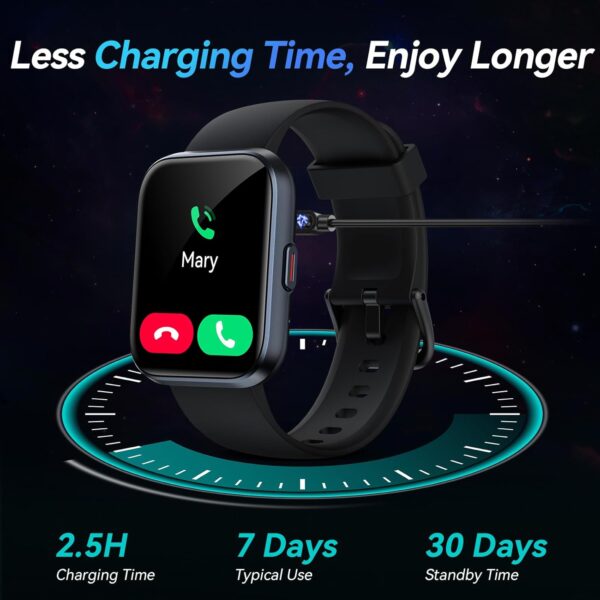 Smart Watches for Men Android & iPhone, 1.8" Alexa Built-in Smartwatches Fitness Tracker Watch with Bluetooth Calls, IP68 Waterproof, Heart Rate/Sleep/SpO2 Monitor, 110 Sport Modes - Black - Image 6