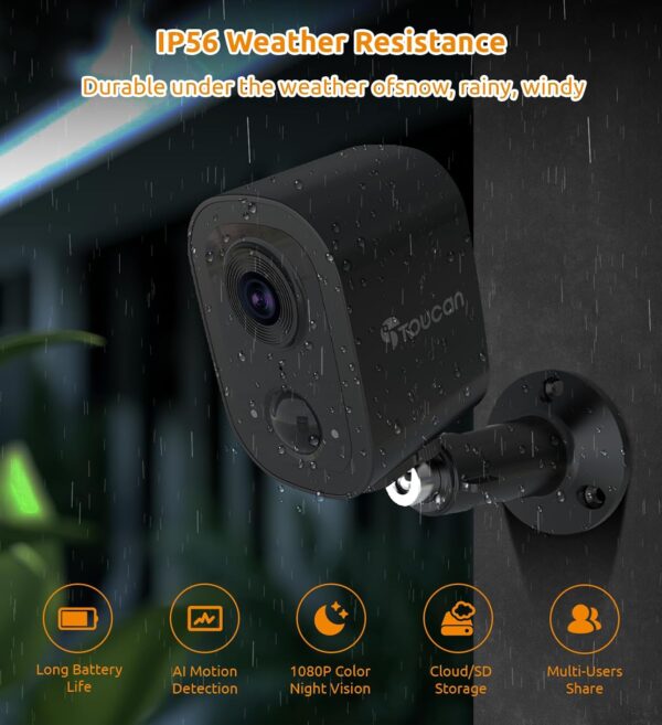 2K Security Cameras Wireless Outdoor, Cameras for Home Security with 2-Way Audio, PIR Motion Detection, Night Vision, Cloud Storage, IP65 Weatherproof, Outdoor Camera Work with Alexa & Google Home - Image 8