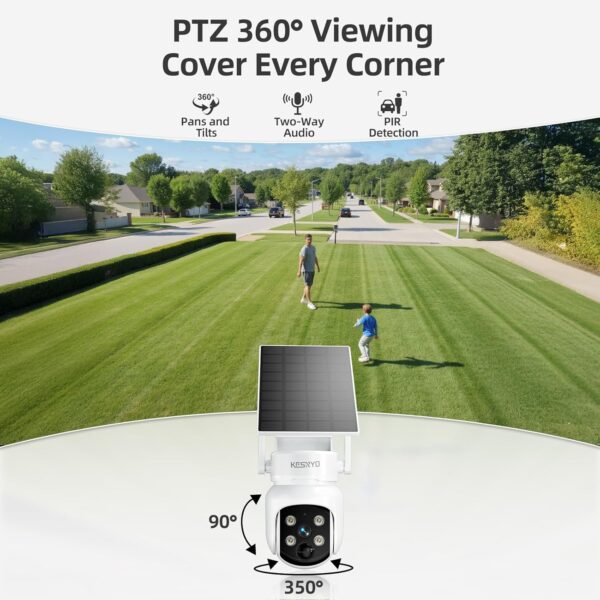 Solar Security Cameras Wireless Outdoor, 4MP Solar Powered, 4 Cam kit, Color Night Vision, 360° PTZ, 500G HDD Local Recording, No Monthly Fees - Image 7