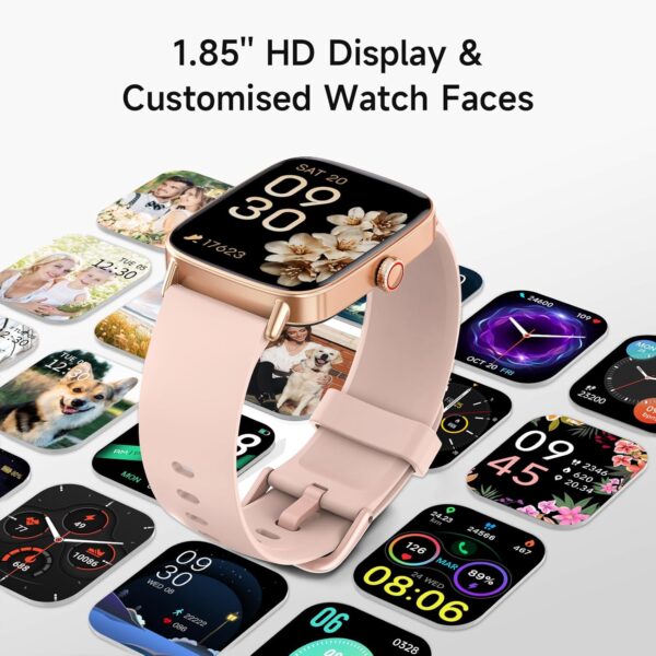 Smart Watch for Women, 1.85" HD Smartwatch Compatible iPhone/Samsung/Android (Answer/Make Calls), 100+ Sport Modes Fitness Tracker with Heart Rate/Sleep/SpO2 Monitor, IP68 Waterproof, with 2 Bands - Image 7