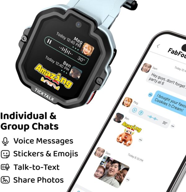 TickTalk 5 - Kids Smart Watch with GPS Tracker, Video Calling, SOS, & Parental Controls | Smartwatch with Free Music, Texting, Kid Phone Call and Text, Boys & Girls - 4G Smart Watch for Kids 3-12 - Image 3