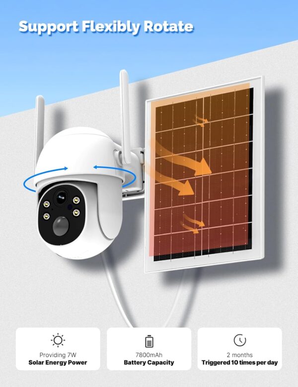 MOES 4G LTE Cellular Solar Security Camera, Lifetime Free Unlimited Data 2K Wireless Outdoor Surveillance, Color Night Vision, AI PIR Motion Sensor Detection, Built-in VSIM Card, 32GB Storage - Image 4
