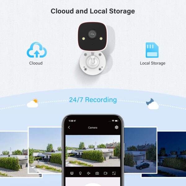 Jennov Outdoor/Indoor Security Cameras 5Ghz/2.4Ghz, 2K HD WiFi/Color Night Vision/Motion Detection /2-Way Audio/IP66 Waterproof Pet Dog Cat Baby Monitor Camera for Home Security - Image 8