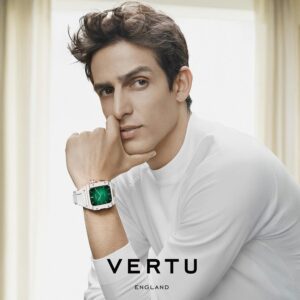 VERTU H1 Diamonds Luxury Smartwatch for Men – 1.85″ Sapphire Display, Calls, Fitness Tracker, Android, 100+ Activity Modes, IP68 (White/Gold)​​