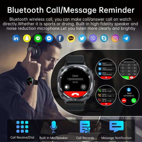 Smart Watch for Men Fitness Tracker: Bluetooth Make Answer Call Digital Mens Watches Waterproof Running Smartwatch for Android Phones iPhone Samsung Compatible Sleep Heart Rate Monitor Step Pedometer - Image 2