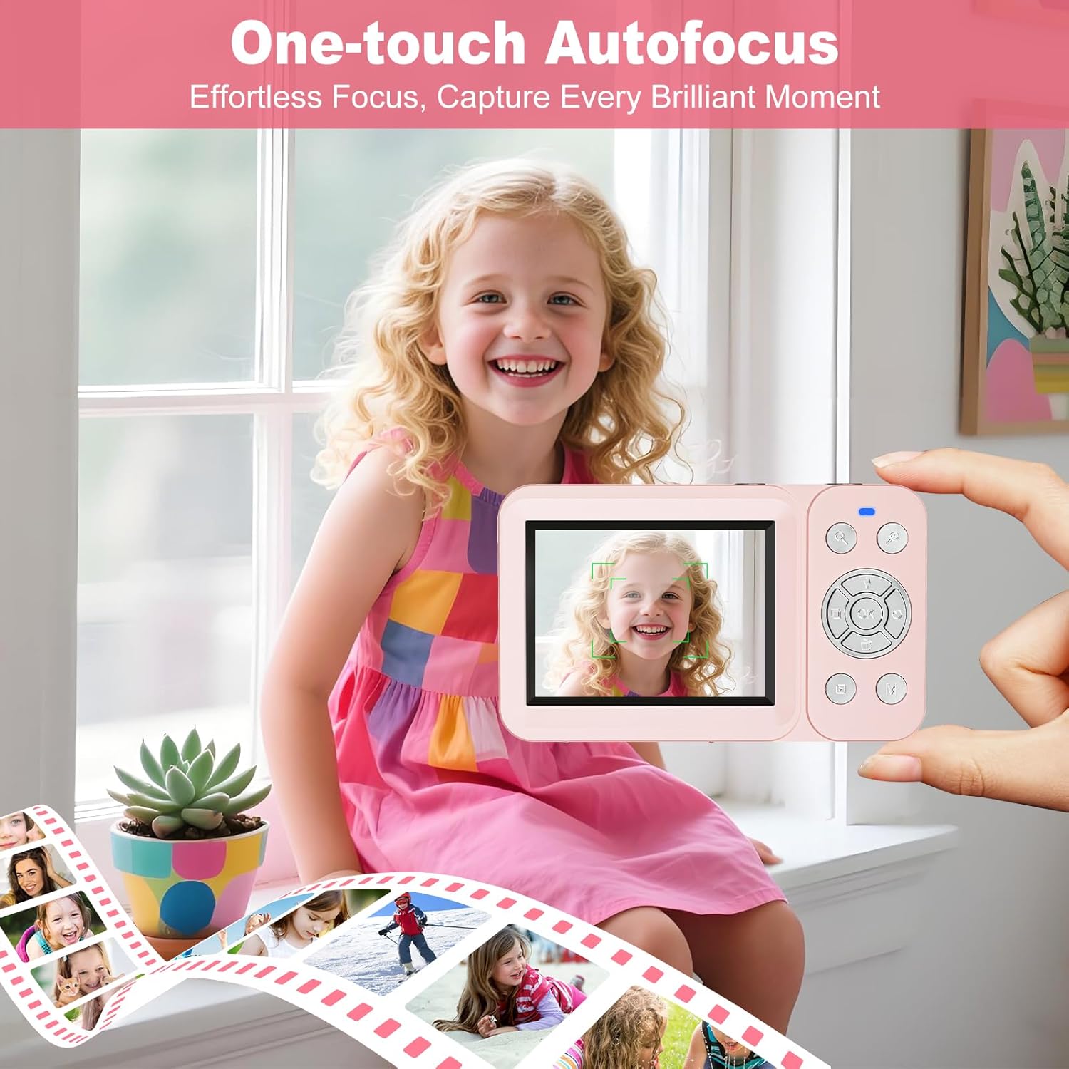 Digital Camera, 4K 64MP, 18X Zoom, Point and Shoot Digital Camera with 64GB SD Card & 2 Batteries, Portable Rechargeable Small Camera for Kids Teens Adult, Pink - Image 5