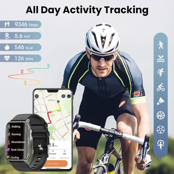 Smart Watch for Men Women (Answer/Make Calls), 1.57" Curved Screen Fitness Tracker IP68 Waterproof with 24/7 Heart Rate/Sleep Monitor, Two Straps Activity Trackers for Android and iPhone - Image 7
