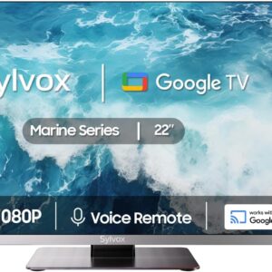 SYLVOX 12 Volt TV, 22″ Smart Television with DVD Player Built in, 1080P Google OS ATSC NTSC WiFi Bluetooth HDMI USB, AC/DC Powered, 12V TV for RV Camper Boat Coastal Home (Marine Series)