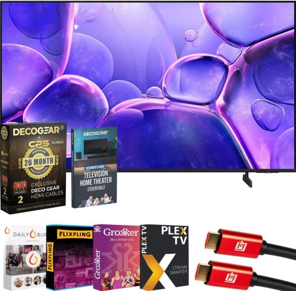 Samsung UN50U8000F 50" Crystal UHD 4K Smart TV (2025) Bundle with Premiere Movies Streaming, Theater Essentials, 6Ft HDMI Cable & Deco Gear CPS Exclusive 26 Month Protection Pack (BEACH-CPS-26M500)