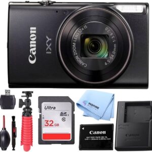 PowerShot IXY 650 (ELPH 360 HS) Digital Camera (Black) – 20.2MP Wi-Fi Enabled – Includes 32GB Memory Card, Flex Tripod & Full Accessory Bundle W/Inspire Digital Cloth (Renewed)