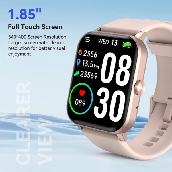 Smart Watch(Answer/Make Call), 1.85'' HD Smartwatch for Men Women, 2025 Fitness Tracker with 100+ Sport Modes, Heart/Sleep Monitor/Pedometer IP68 Waterproof Fitness Watch for Android iOS Rose Gold - Image 5