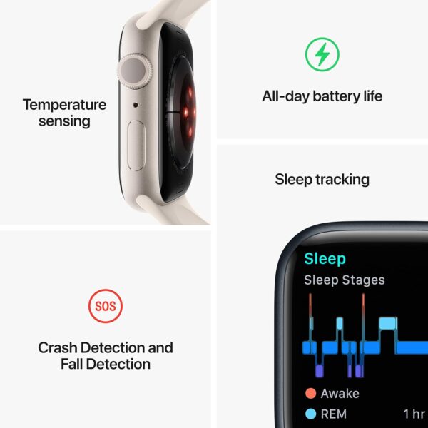 Apple Watch Series 8 (GPS, 45mm) Midnight Aluminum Case with Midnight Sport Band (Renewed Premium) - Image 5