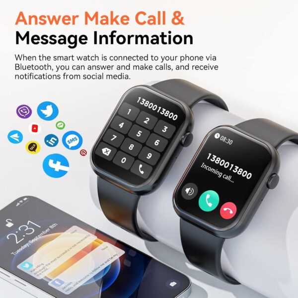 Hwagol Smart Watch (Answer/Make Call) 1.85inch Fitness Tracker, DIY Dials/Pedometer/Calories/Multiple Sport Modes/Voice Assistant, Smart Watches for Men Women Android iOS Phones - Image 2