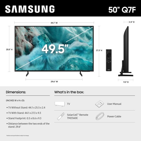 Samsung 50-Inch Class QLED Q7F Series Samsung Vision AI Smart TV (2025 Model, 50Q7F) Quantum HDR, Object Tracking Sound Lite, Q4 AI Gen1 Processor, 4K upscaling, Gaming Hub, Alexa Built-in - Image 2
