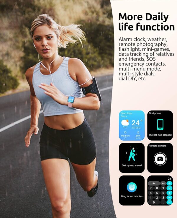 Smart Watch for Women with SOS Emergency Alert,1.91" GPS Guardian with 100+ Sports Modes, Blood Pressure/Blood Oxygen/Heart Rate/Sleep Monitor, IP68 Waterproof Smartwatch for Android iOS - Image 6