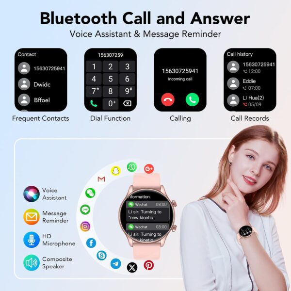 Smart Watch, 1.39" Smartwatch for Women (Answer/Make Call), Fitness Activity Tracker with Heart Rate & Sp02 Monitor, 100+ Sport Modes, IP68 Waterproof Fitness Watch for Android iOS (Rose Gold) - Image 2