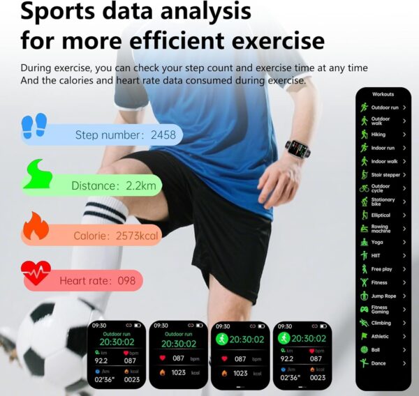 Smart Watch with Ai Functions GPS Tracking for Android Phones and iPhone Compatible Bluetooth Call Message Alert Heart Rate/Sleep/Monitor IP68 Waterproof for Men Women - Image 6
