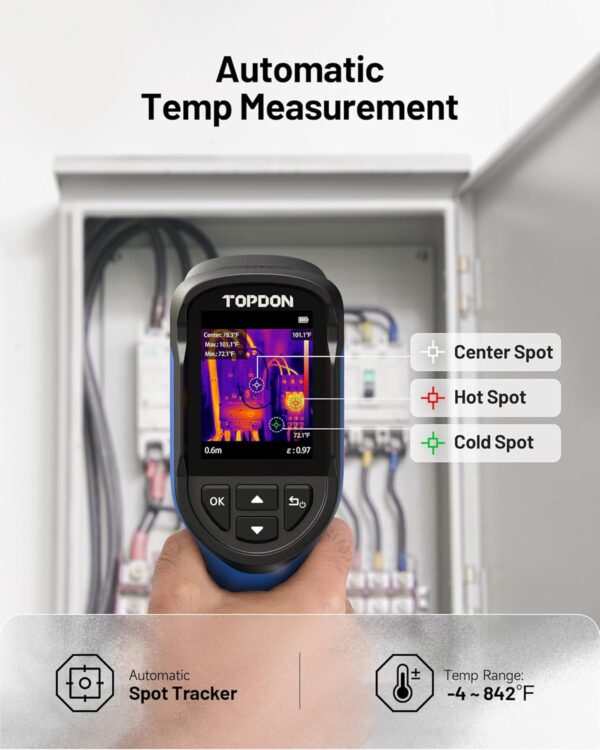 TOPDON TC004 Mini Handheld Thermal Imaging Camera, 240 x 240 TISR Resolution, -4°F to 842°F, 15-Hour Battery Life, 128 x 128 IR Resolution, 25Hz Infrared Camera, High/Low Temp Alerts, Auto Shutdown - Image 6