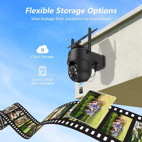 GALAYOU 2K Security Cameras Wireless Outdoor-360° PTZ Cameras for Home Security with Solar Panel/Battery Powered, Night Vision, Two-Way Audio, PIR Sensor, Works with Alexa, R1 4P Black (2.4Ghz Only) - Image 7
